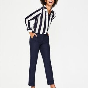 Boden Pant Kensington Turn Up Ankle Trousers Navy Blue Sz 4 Petite
